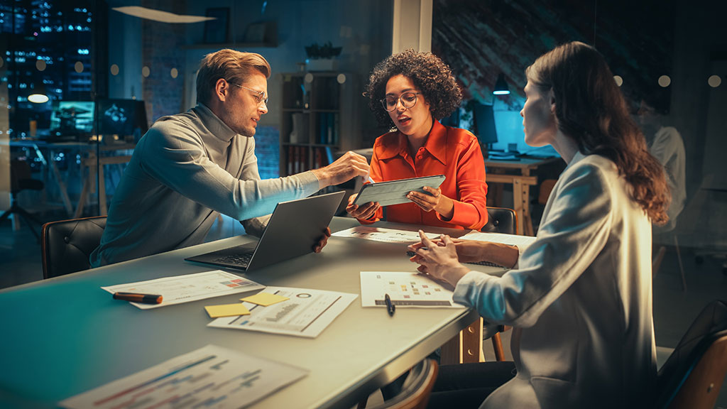 Team of people doing planning in a meeting