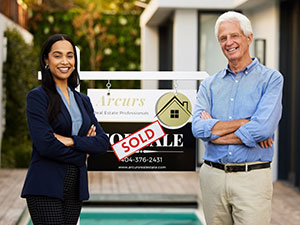 Sign with real estate brand